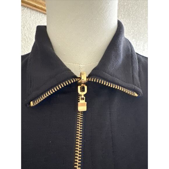 Quilted Puffer Vest Women’s Sz L Striped Black Gold Mock Neck Reversible - Picture 8 of 14